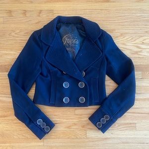 Guess Cropped Blazer Navy Blue Size S